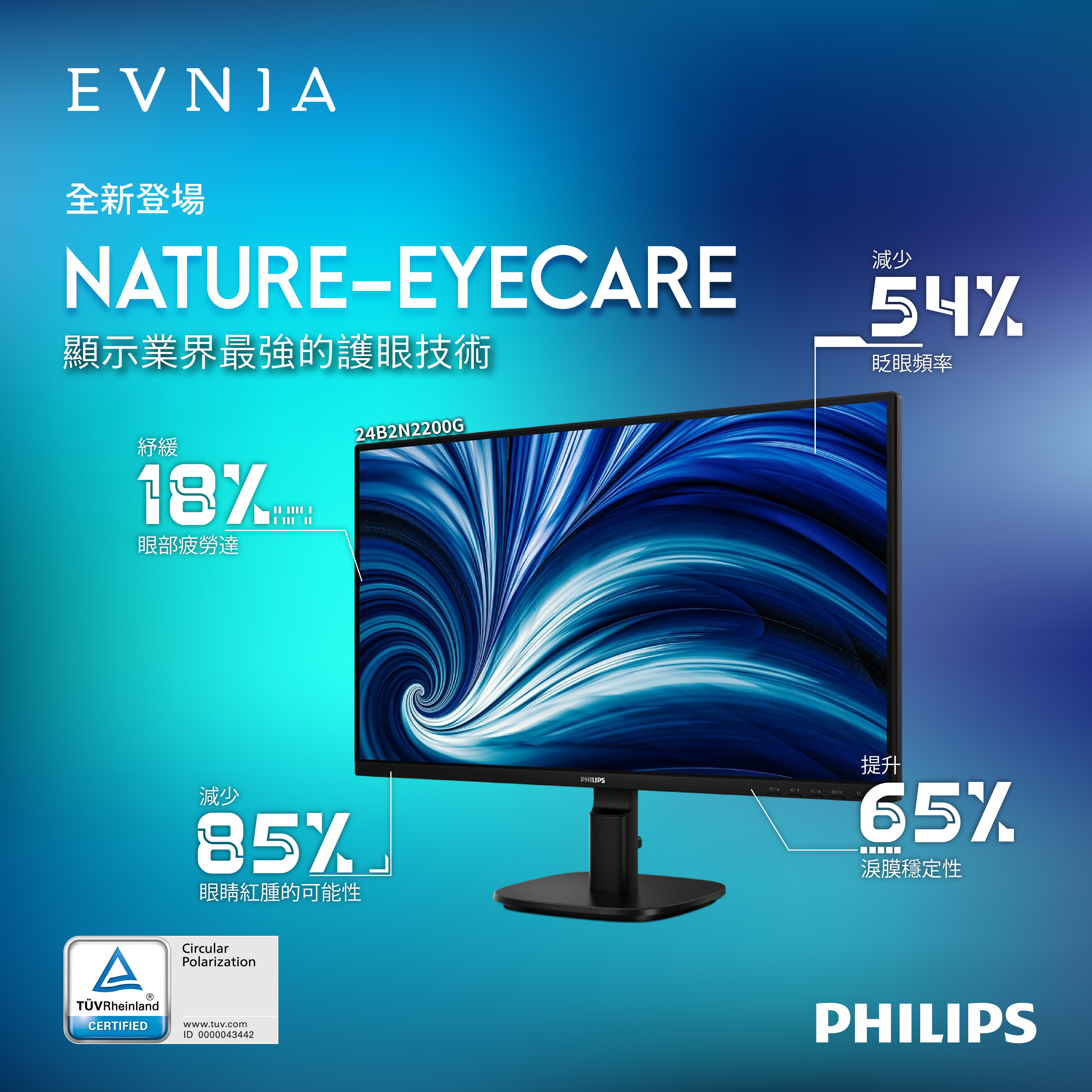PHILIPS 23.8" FullHD IPS 144Hz SoftBlue Nature Eyecare Circular Polarization Eyesafe Business Monitor 24B2N2200G
