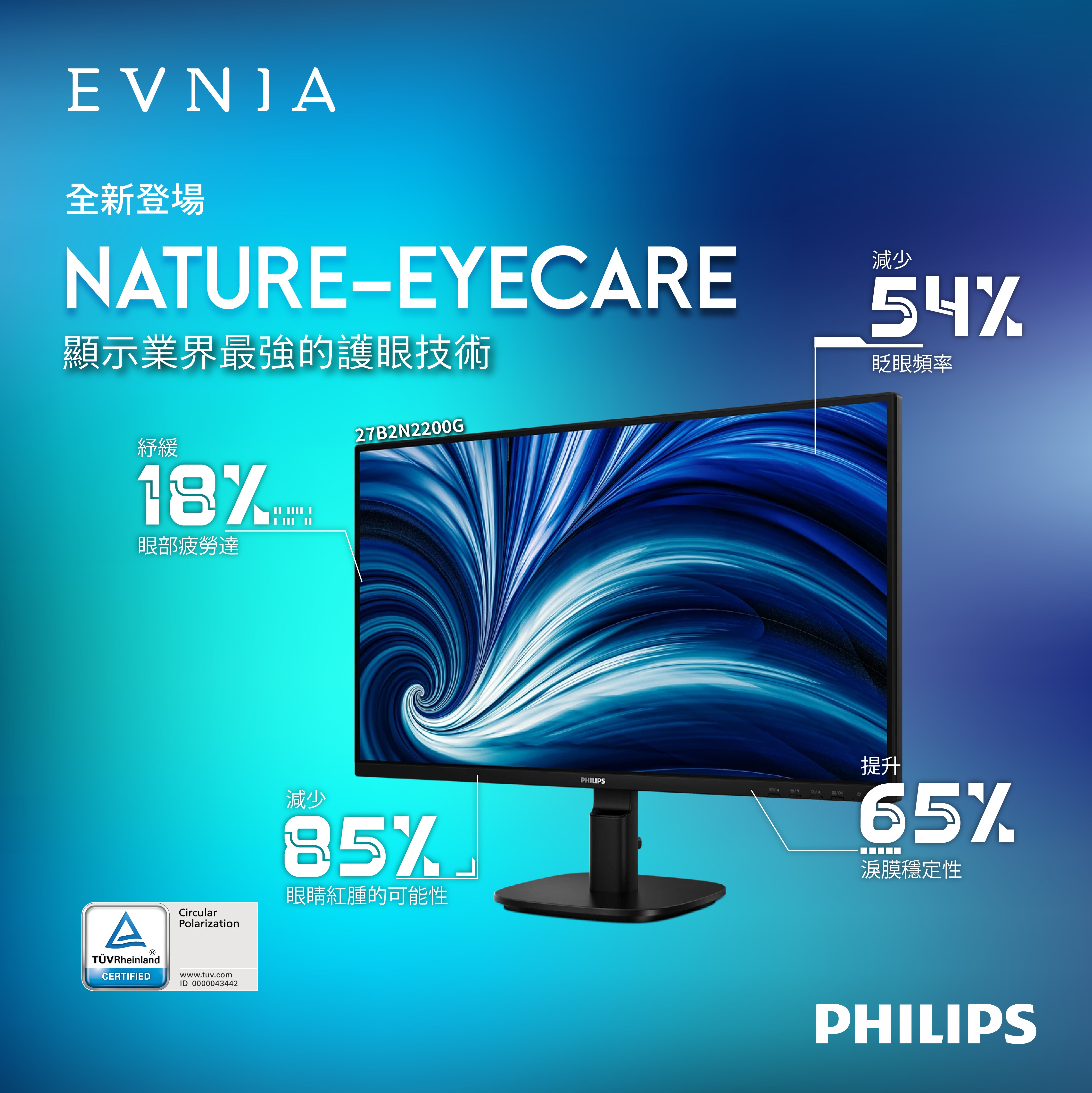 PHILIPS 27" FullHD IPS 144Hz SoftBlue Nature Eyecare Circular Polarization Eyesafe Business Monitor 27B2N2200G