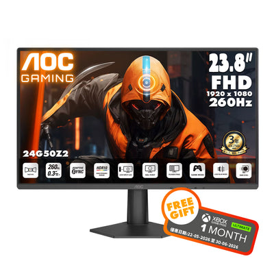 AOC 23.8" Full HD Fast IPS 260Hz Gaming Monitor 24G50Z2