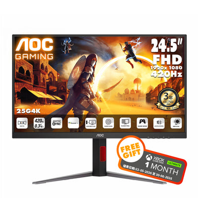 AOC 24.5" FullHD Fast IPS 420Hz Gaming Monitor 25G4K