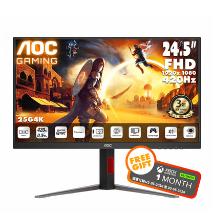 AOC 24.5" FullHD Fast IPS 420Hz Gaming Monitor 25G4K