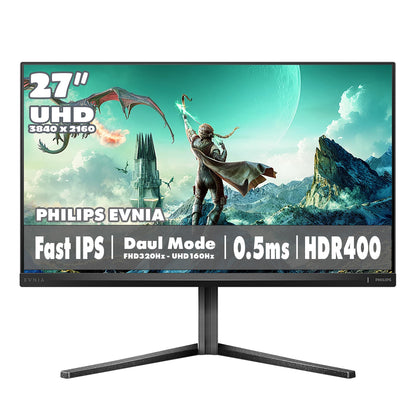 PHILIPS EVNIA 27" 4K UHD Fast IPS Dual-Mode (4K 160Hz ↔ FHD 320Hz) Gaming Monitor 27M2N3800A