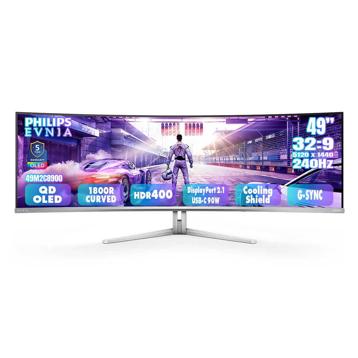 PHILIPS EVNIA 49" 32:9 Dual QHD QD-OLED 240Hz Curved Gaming Monitor 49M2C8900