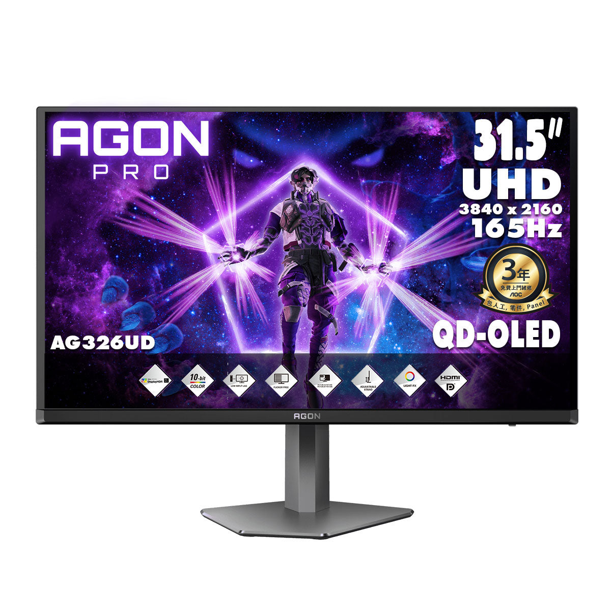 AOC AGON PRO 31.5 吋 4K UHD QD-OLED 165Hz 電競顯示器 AG326UD