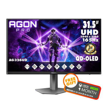 AOC AGON PRO 31.5" 4K UHD QD-OLED 165Hz Gaming Monitor AG326UD