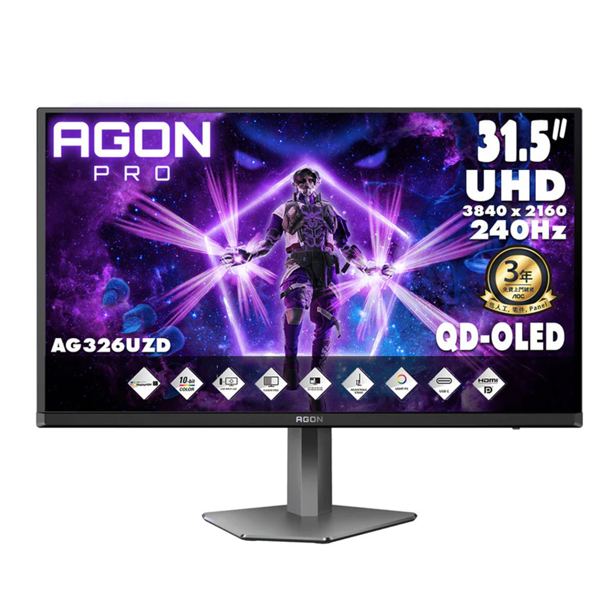 AOC AGON PRO 31.5 吋 4K UHD QD-OLED 240Hz 電競顯示器 AG326UZD