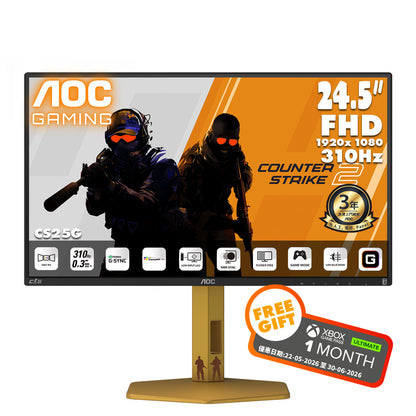 AOC 24.5" FullHD Fast IPS 310Hz CS2 Gaming Monitor CS25G