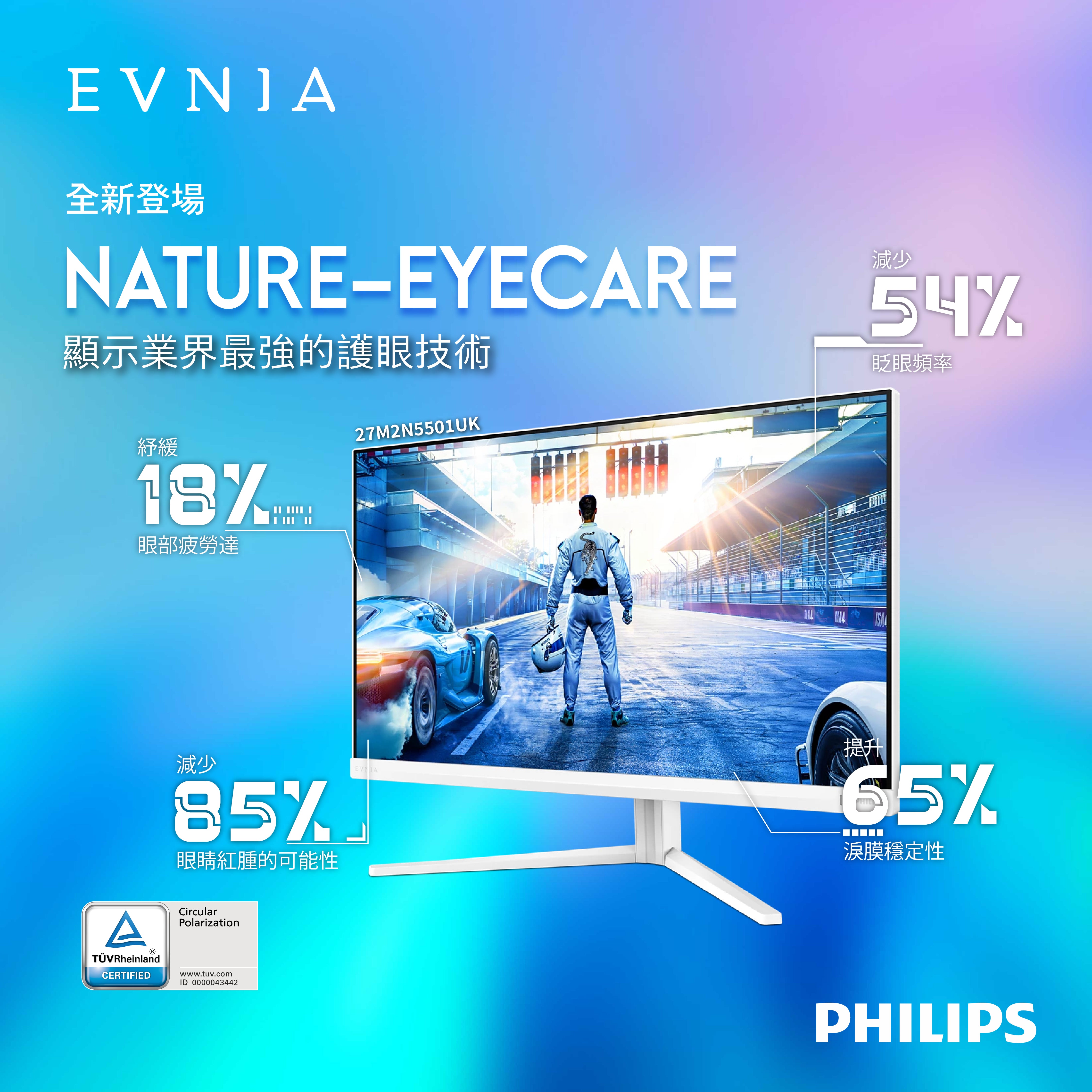 PHILIPS EVNIA 27" 2K QHD Fast IPS 320Hz Circular Polarization Gaming Monitor 27M2N5501UK