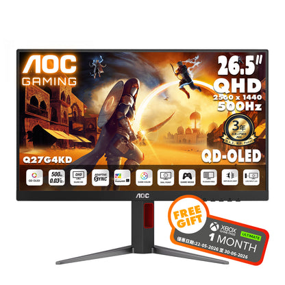 AOC 27" 2K QHD QD-OLED 500Hz Gaming Monitor Q27G4KD