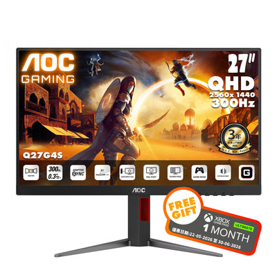 AOC 27" 2K QHD Fast IPS 300Hz Gaming Monitor Q27G4S