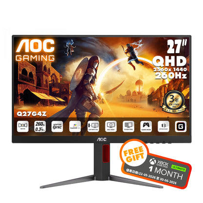 AOC 27" 2K QHD Fast IPS 260Hz Gaming Monitor Q27G4Z